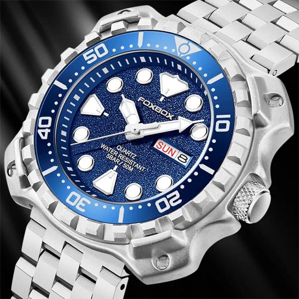 Relojes para hombres Relojes para hombres de 5atm Reloj luminoso de la pulsera de cuarzo impermeable con la caja de regalo Masculino Relogio Masculino