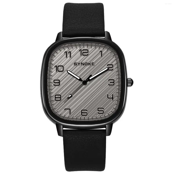 Relojes de pulsera Relojes para hombre Reloj militar deportivo resistente al agua para hombres Correa de cuero de cuarzo de moda negra