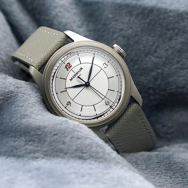 Relojes de pulsera Merkur Watch Red 12 Vintage Manual Mecánico Hombre Negocios Moda Casual Relojes de vestir