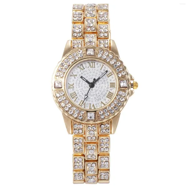 Montres-bracelets Bracelet en métal Quartz Gold Crystal Diamond Montre pour hommes Reloj Hombre Elegante Box