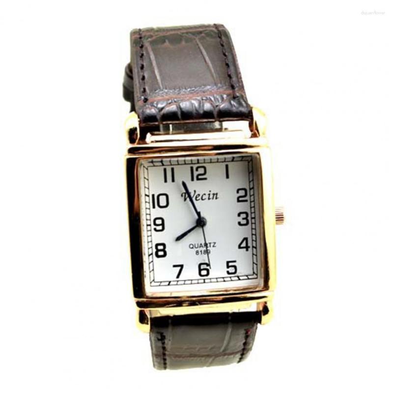 Wristwatches Metal Watch Faux Leather Strap Casual Men Women Quartz Wrist