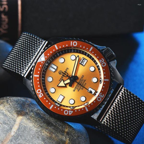 Relojes de pulsera MH35 Luxury Sapphire Reloj mecánico automático para hombres 100m Bisel impermeable 40mm Caja de acero inoxidable Buceo