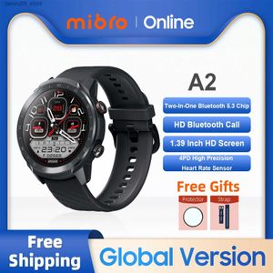 Horloges Mibro A2 Smartwatch Wereldwijde versie Bluetooth-oproep 1,39 inch HD-scherm Bloedzuurstof Hartslagmeter Sport Dames Heren Smart WatchQ231123