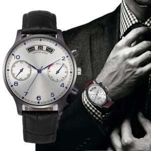 Relojes de pulsera MIGEER Moda Relojes para hombre Banda de cuero Cuarzo Deporte Reloj Hombre Relogio Masculino Erkek Analógico Kol Saati