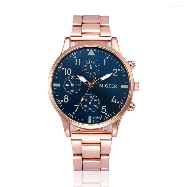 Relojes de pulsera Migeer Hombres Relojes deportivos Oro rosa Acero inoxidable Cuarzo Relogio Masculino Reloj Hombre Horloge Heren