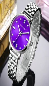 Montre-bracelets mini focus mode élégant dames quartz watch cristal purple cadran en métal robe classique robe femme montres top8569758