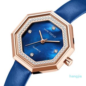 Horloges Mini Focus Fashion Dameshorloge Exquisite Shell Ingelegd met Diamond Fritillaria Letterlijke ESE Waterdichte Riem 0304L