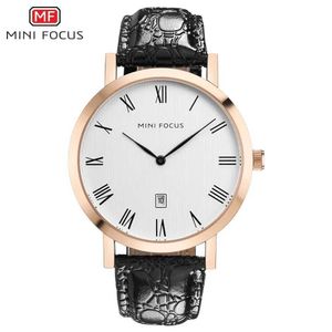 Montre-bracelets mini focus luxe réel en cuir authentique quartz exposition des hommes pour hommes