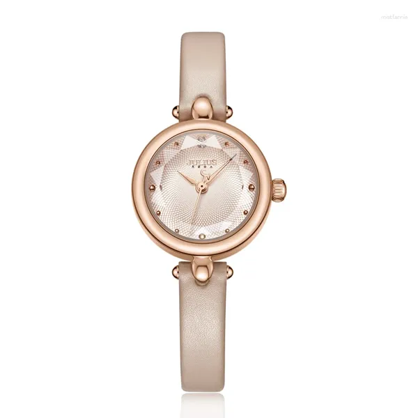Relojes de pulsera Mini Lady Reloj para mujer Japón Cuarzo Elegante Moda linda Pequeñas horas Pulsera Reloj de cuero Chica Regalo de cumpleaños Julius Box