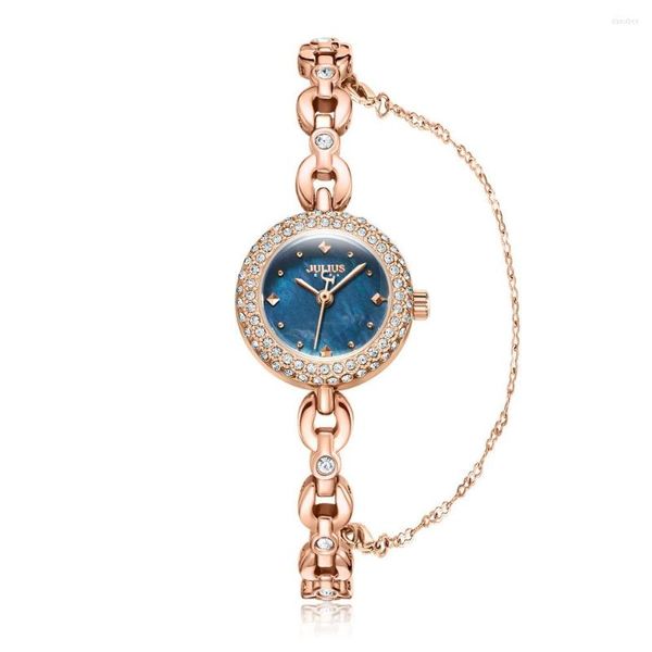 Relojes de pulsera Mini pequeño Rhinestone Charm Bracelet Jewelry Watch Chain Lady Reloj de mujer Horas de moda Vestido Chica Regalo de cumpleaños Julius