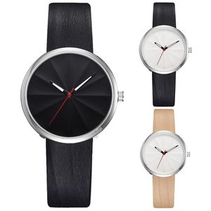 Montres-bracelets minimalisme sans numéro cadran rond simili cuir bande femmes Quartz montre-bracelet cadeau