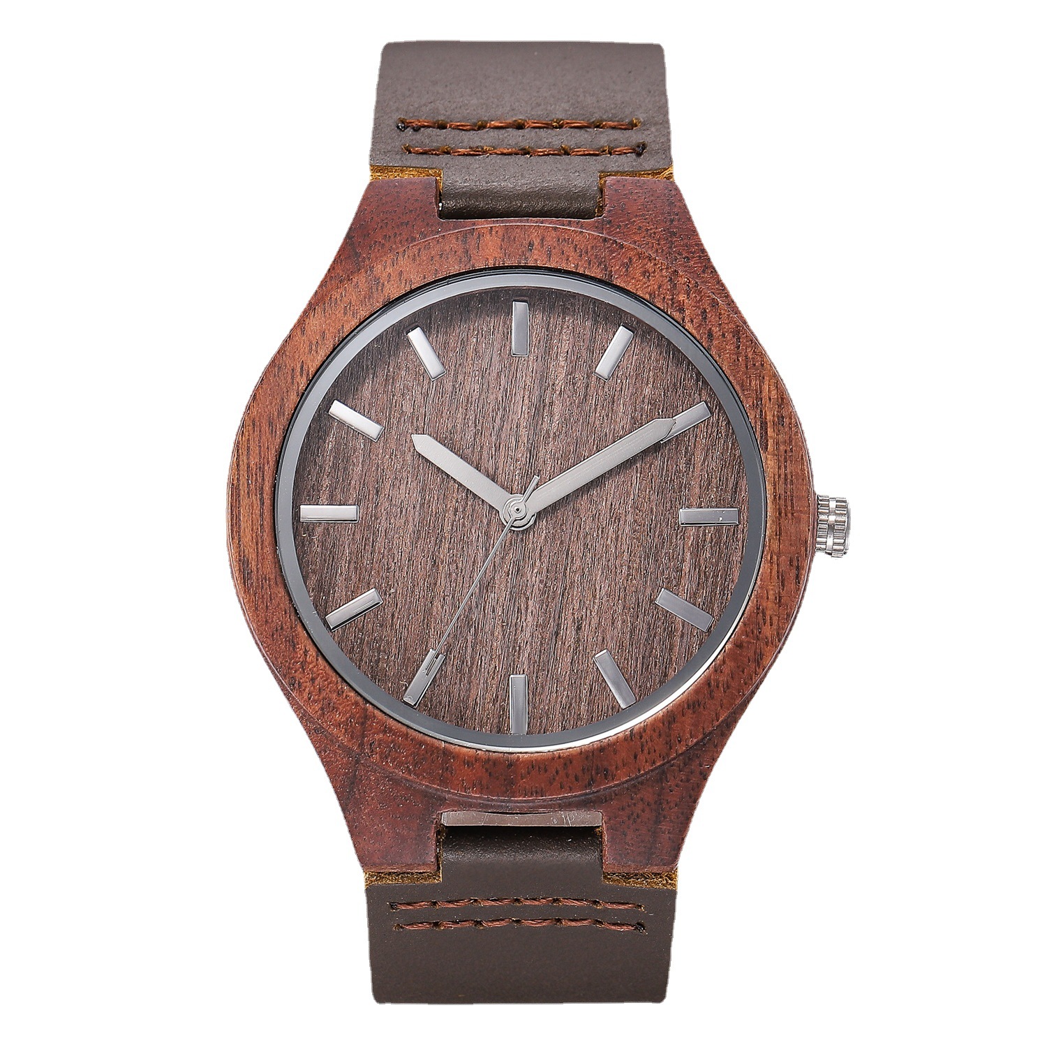 Montres-bracelets cadran minimaliste montre en bois à Quartz hommes poignet en cuir anniversaire/cadeau d'anniversaire montres en bois pour petit ami/mari