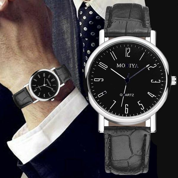 Relojes de pulsera, reloj analógico minimalista para hombre, relojes de pulsera de cuero negro y marrón, reloj de pulsera de cuarzo de negocios ultrafino, reloj informal para hombre