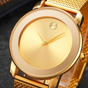 Relojes de pulsera Reloj minimalista ultrafino para hombres Banda de malla de acero de lujo Relojes para mujer Reloj de pulsera de cuarzo casual para mujer Reloj de oro Hombre 202