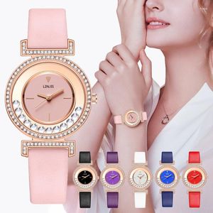 Montres-bracelets minimalistes femmes montres Simple diamant cadran conception dames en cuir montre-bracelet cadeaux décontractés horloge pour femme