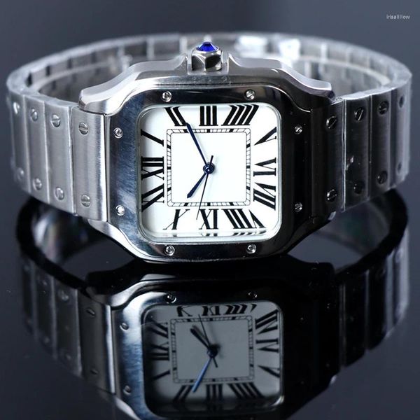 Relojes de pulsera Minutecond NH35 Rome Dial Reloj cuadrado Cristal de zafiro Movimiento mecánico automático Acero inoxidable para hombres