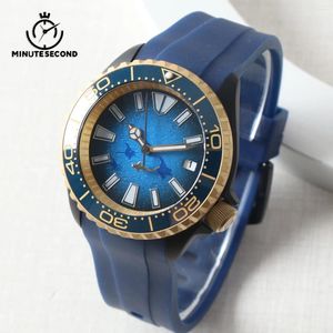 Montre-bracelets MinutesConde Skx 007 Watch NH35 Blue Ocean Dial Mouvement mécanique automatique Sapphire STRAP STRAP SPORT