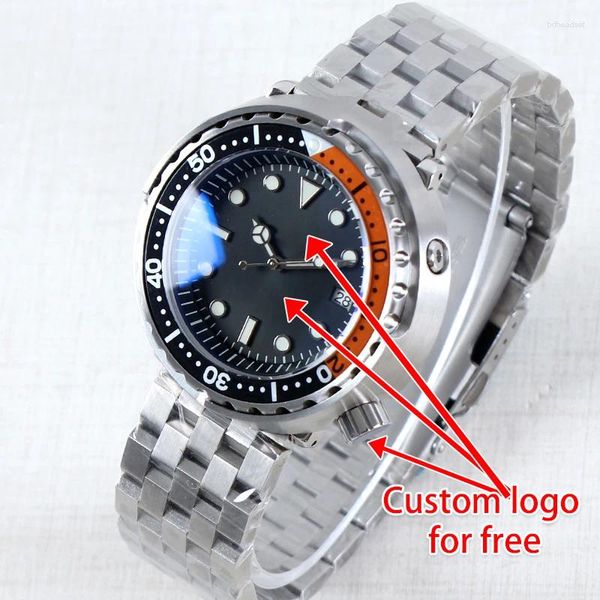 Relojes de pulsera MINUTETIME Custom DIY Logo NH35 Atún Reloj de buceo Acero Luminoso Relojes mecánicos automáticos Hombres 10bar Natación impermeable