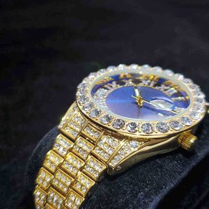 Polshorloges Miss Big Diamnd Bezel Gentleman's Watch Blue Round Dial's Polshorwatch Luxury Busins ​​Stainls Steel Man Quartz Watchwvv5