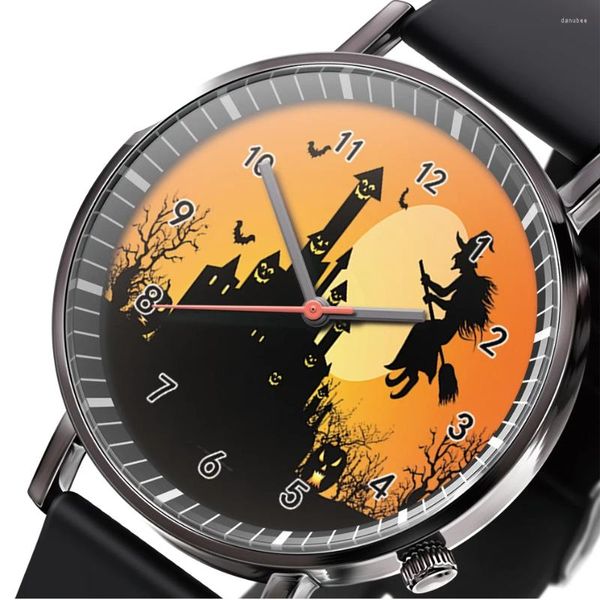 Montres-bracelets Miss White Watch Bat Ghost Halloween Horreur Citrouille Montres de mode Quartz Sports Casual Poignet