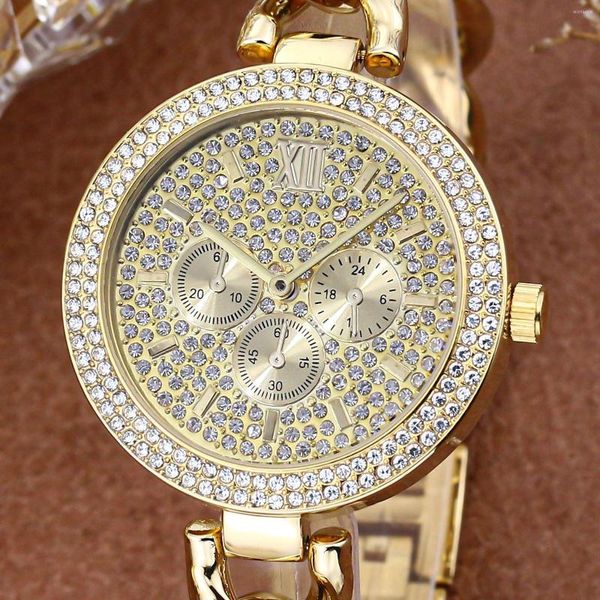 Montres-bracelets Missfox mode montres femmes glacé diamant Quartz pour dames brillant Bracelet horloge Dro Relogio Feminino