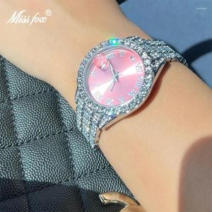 Relojes de pulsera Missfox Pink Women Watch Luxury Small Face Relojes de cuarzo elegantes para damas Icy Look Party Jewelry Mini Babe Tan Lindo Reloj de brazo