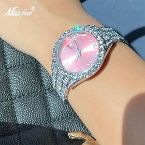 Montres-bracelets Missfox rose femmes montre de luxe petit visage élégant montres à quartz pour dames look glacé bijoux de fête mini bébé si mignon horloge de bras 231216