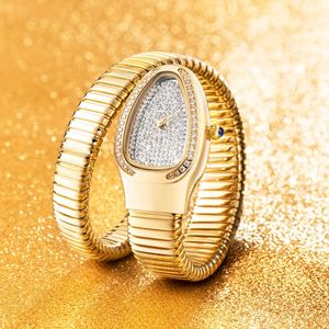 Montre-bracelets Missfox Snake Full Diamond Woman Watch Watch Gold Silver Bracelet Watchs Lady Fashion Party Women Quartz Watches Relogio Feminino 231220