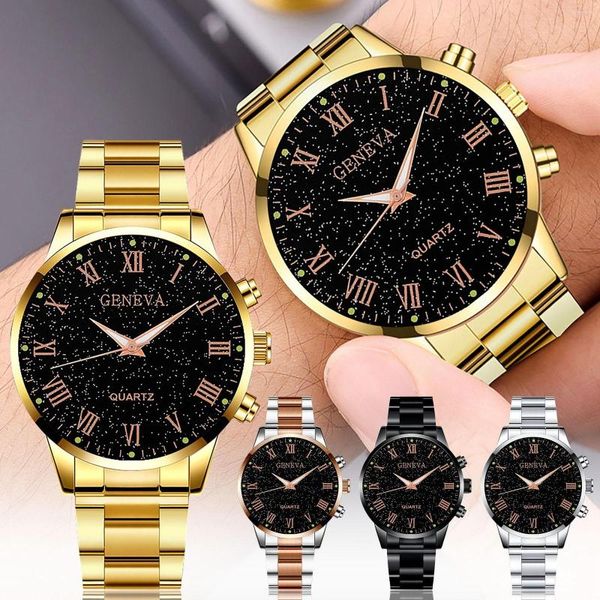 Relojes de pulsera Moda moderna Reloj de cuarzo negro para hombres Correa de cuero redonda Reloj de pulsera de alta calidad Fecha simple para deportes Relogio