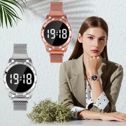 Polshorloges Montre Dame 2022 Casual Round Led Touch Screen Ladies and Girls Fashion Trend Electronic Watch Magnetite Orologio