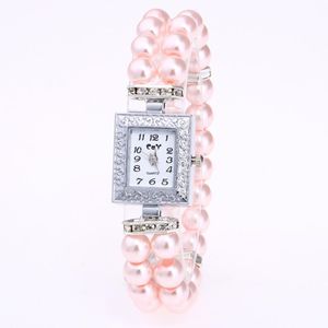 Relojes de pulsera Montre Femme 2023 Moda Mujer Casual Pearl String Reloj Correa Cuarzo Muñeca Cuadrado Lujo Damas Horas