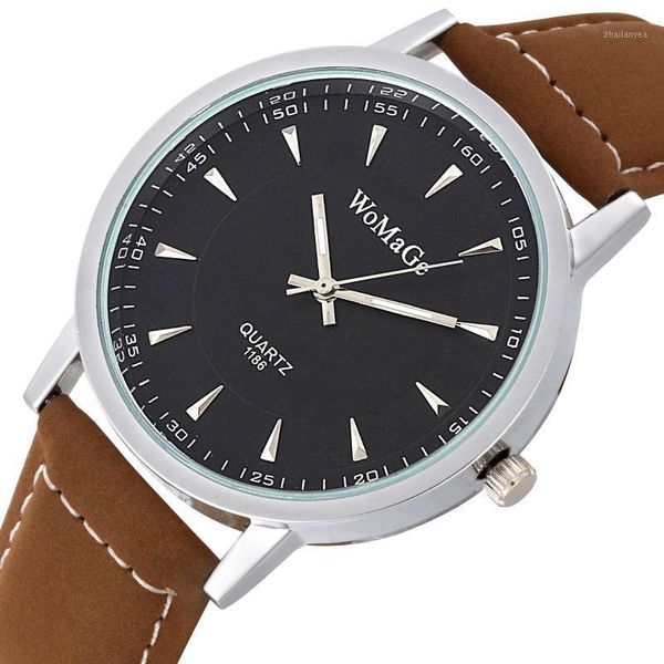 Relojes de pulsera Montre Homme 2021 Moda Reloj de cuarzo Hombres Wirst Lijado Cuero artificial Reloj de negocios masculino simple Reloj Hombre1