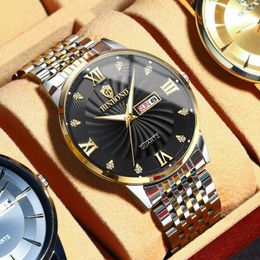 Relojes de pulsera Montre Homme Reloj para hombre Moda casual Acero inoxidable Hombres Fecha de cuarzo Semana Reloj deportivo de negocios Relogio Masculino