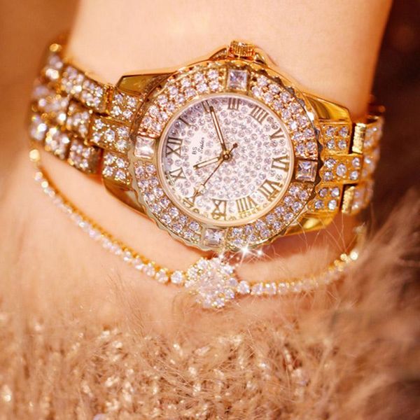 Relojes de pulsera Montre Homme Relojes de mujer Diamante Famoso Marca superior Vestido elegante Cuarzo Señoras Reloj de pulsera de lujo Relogios Femininos