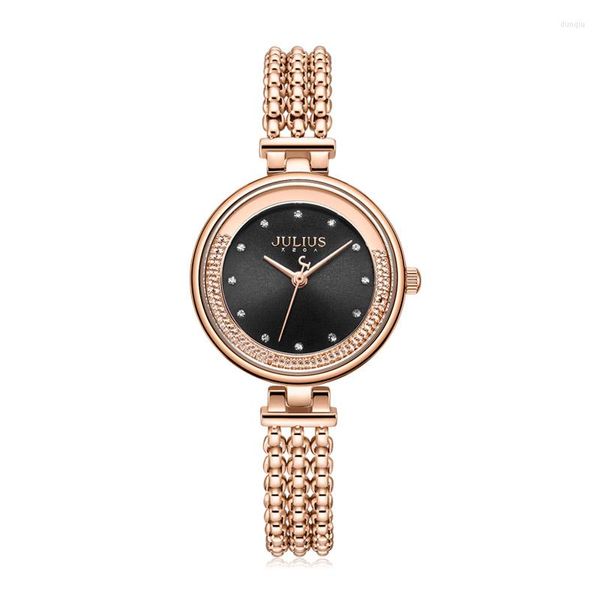 Montres-bracelets Mouvement Strass Julius Lady Montre Femme Japon Quartz Élégant Mode Heures Bracelet Acier Inoxydable Fille Anniversaire