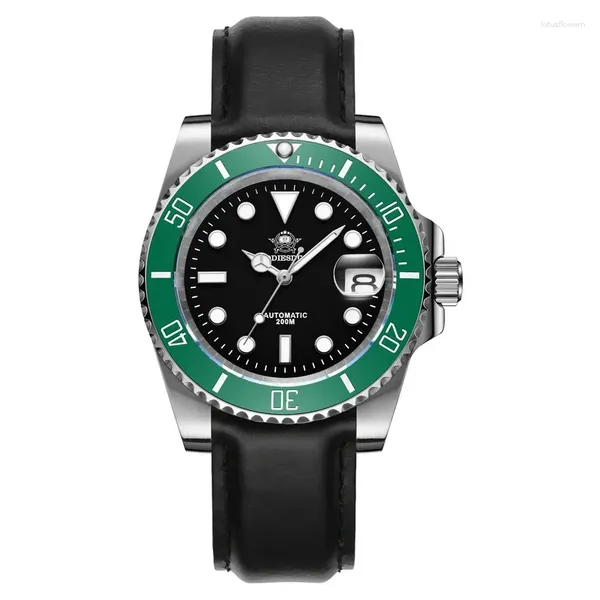 Montres-bracelets MY-H3-2 Addies Business Green Water Ghost entièrement automatique montre mécanique ceinture saphir miroir plongée hommes