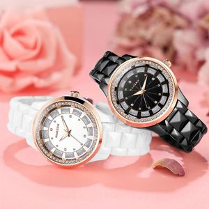 Polshorloges Nakzen Design Quartz Ladies Kijken hoogwaardige keramische armband witte horloges luxe diamanten klokcadeaus voor dames relojes de m