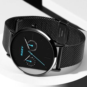 Polshorloges nary mannen ronde wijzerplaat lichtmetalen stalen mesh band analoge datum leven waterdichte nauwkeurige polshorloge quartz horloge gift legare damast unise