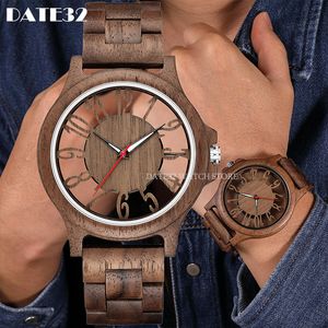 Relojes de pulsera Reloj de madera de bambú natural para hombres Reloj de pulsera de caja hueca de madera completa Reloj de pulsera de cuarzo para hombre Reloj de madera real para hombres Reloj masculino 230725