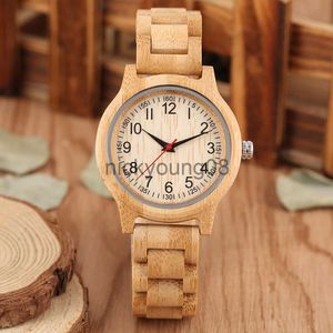 Montres-bracelets Naturel Plein Bambou Bois Horloge es Simple Femmes Pure Bois Top Marque De Luxe Quartz Dames Robe En Bois Bande Poignet 0703