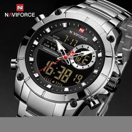 Polshorloges Naviforce Casual Quartz kijken mannen roestvrij staal leger militair led klok mannelijke waterdichte horloges relogio masculino 221031