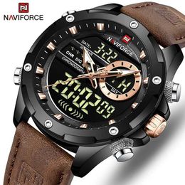 Montre-bracelets Naviforce Digital Men Military Imperproofpire LED Quartz Clock Sport Male Big Es Men Regios Masculino Y240425