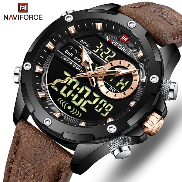 Muñecos de pulsera Naviforce Men digital reloj militar impermeable Wallwatch LED Reloj Sport Sport Watch Big Watches Men Relogios Masculino 230815