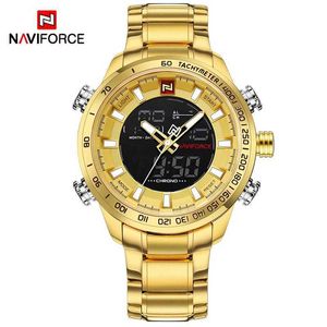 Polshorloges Naviforce Luxury merk Mens Sport Gold Quartz Led Clock Men Waterdichte pols mannelijke militaire es relogio masculino D240430