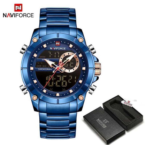 Mujeres de pulsera Naviforce Luxury Original Sports Watch For Men Quartz Steel Improoning Fashion Digital Watches Masculino Relogio Masculino 9163 24319 2719