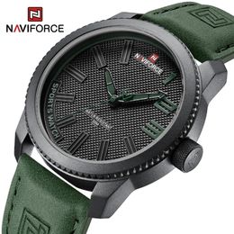 NAVIFORCE Mannelijke polshorloges Militaire sport Antishock Waterdichte lederen band Herenhorloge Mode Groene klok Relogio Masculino 221010