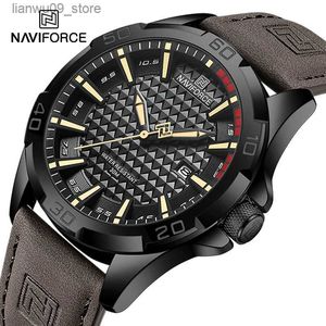 NAVIFORCE Heren Casual Sport Militair Quartz Kalender Polshorloge voor Heren Leer Waterbestendig Klok Relogio Masculino NF8023Q231123