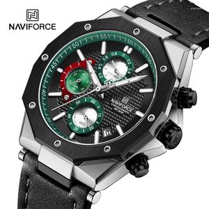 NAVIFORCE Heren quartz kalenderhorloge Militair leer Sport Herenhorloge Chronograaf Lichtgevende herenhorloges Relogio Masculino