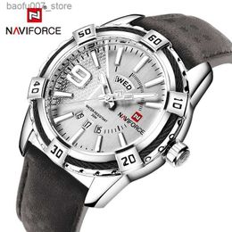 Polshorloges Naviforce Mens Luxuremerk Militaire sport Luminous Day en Date Display Leather Waterd Herenhol Quartz Watch