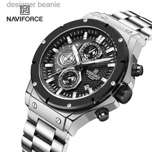 Montre-bracelets Naviforce Mens Luxury en acier inoxydable Str Fashion Temps décontracté Quartz Watch Reloj Hombrec24410